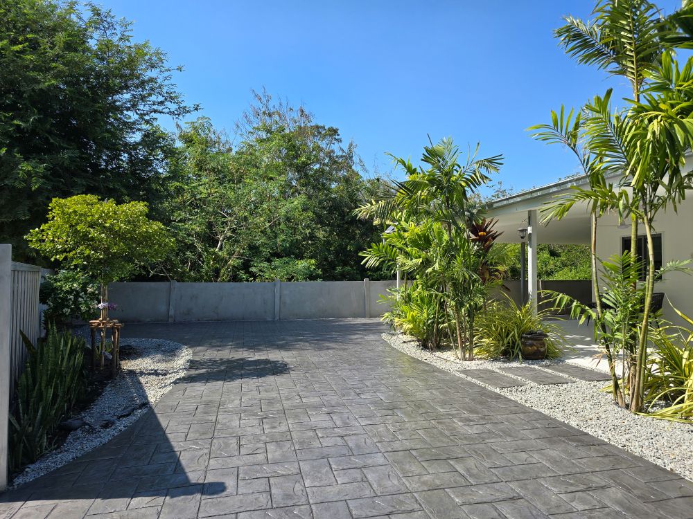 Stamped concrete driveway